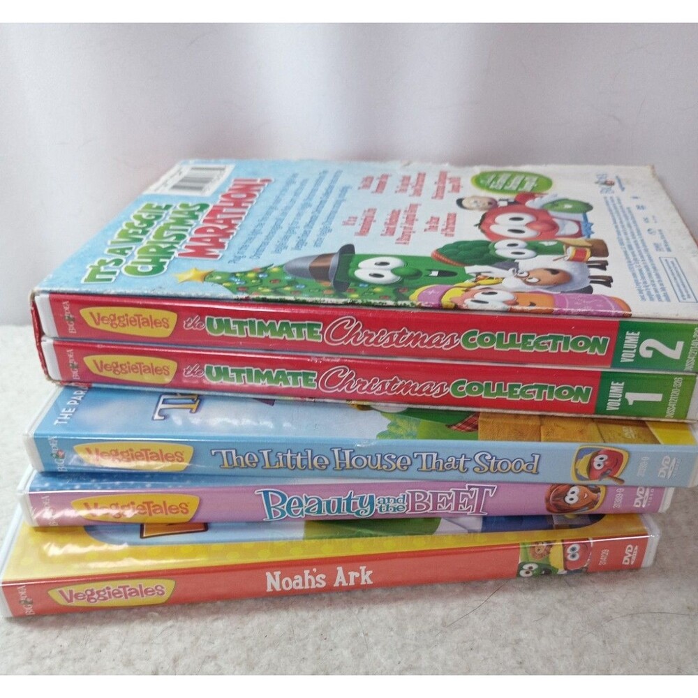 VeggieTales DVD Lot 5 Christmas Noah's Ark Beauty & Beet Little House Christian
